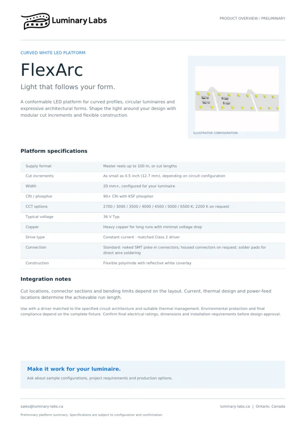 First page of FlexArc product overview